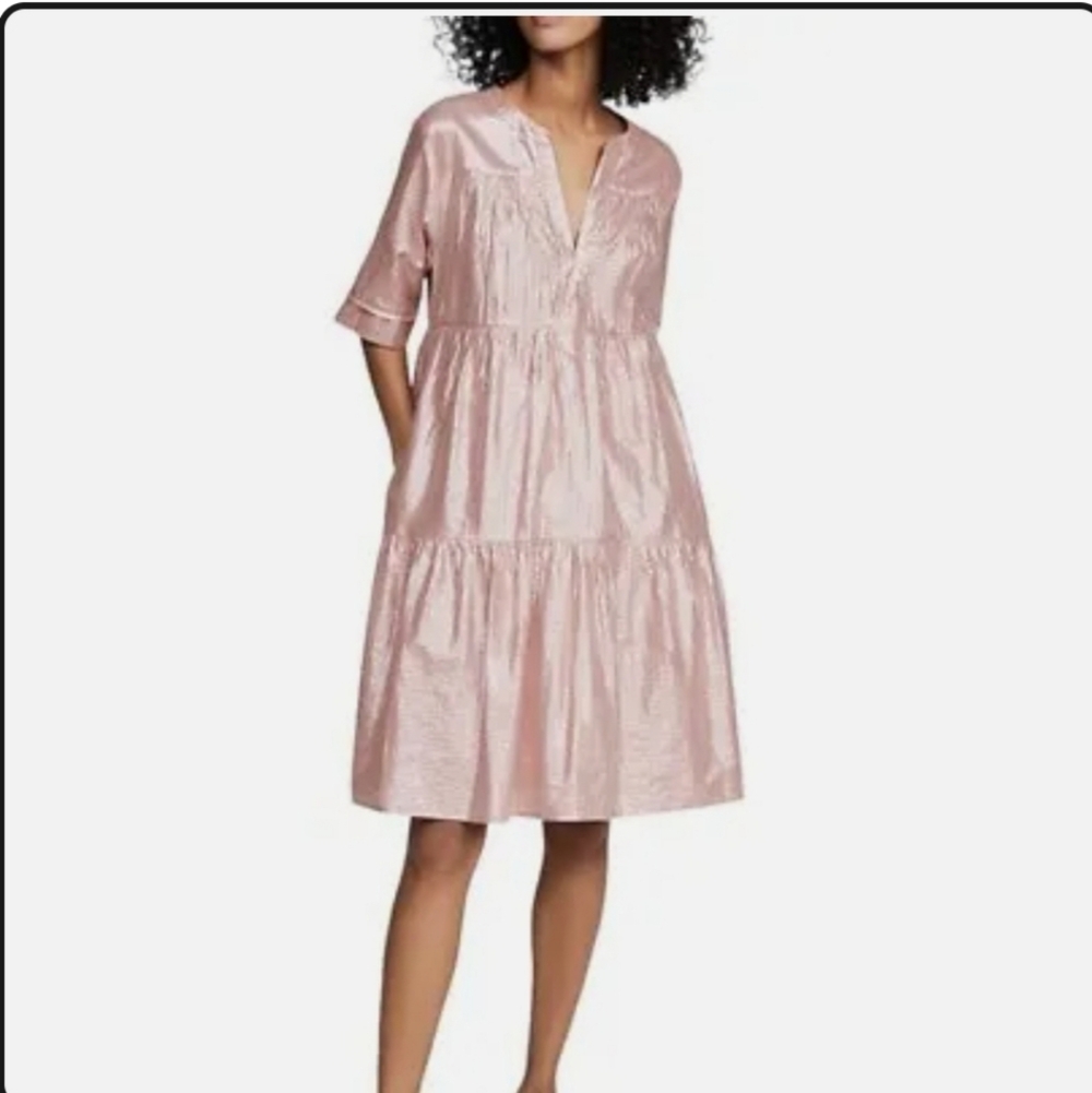 Xirena Billie Metallic Foil Dress In Pink Opal Size S